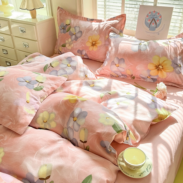 91家纺网 家纺一手货源 找家纺 优逸家纺 2025新款植物羊绒小清新斜纹磨毛四件套