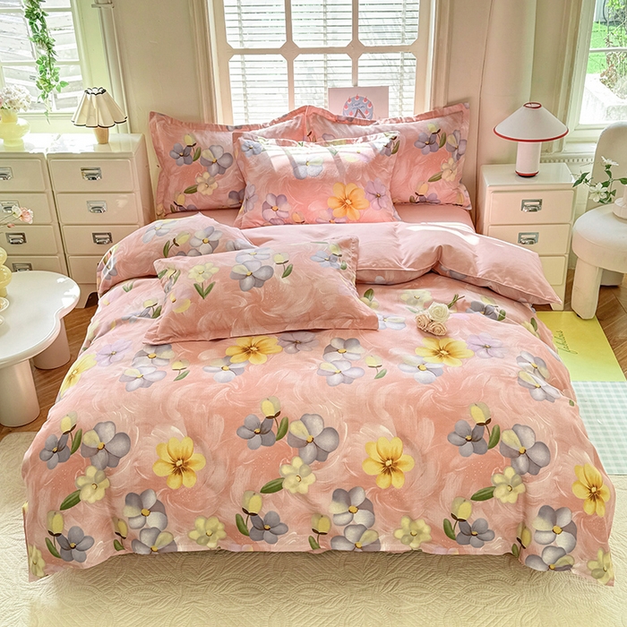 91家纺网 家纺一手货源 找家纺 优逸家纺 2025新款植物羊绒小清新斜纹磨毛四件套