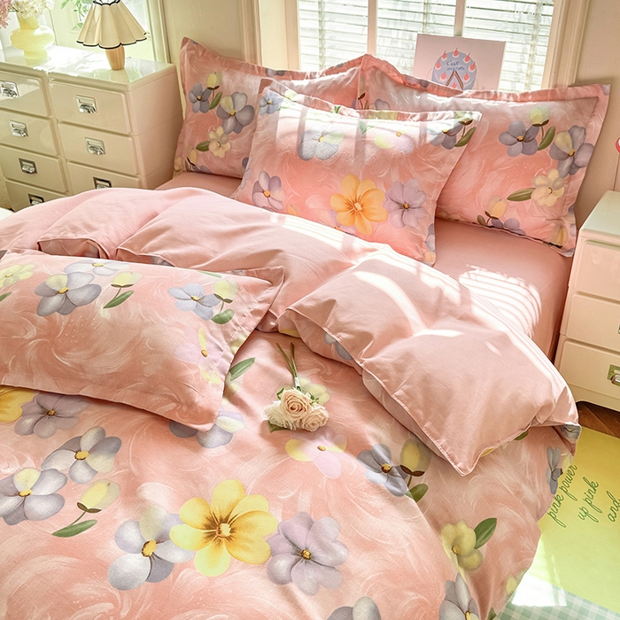 91家纺网 家纺一手货源 找家纺 优逸家纺 2025新款植物羊绒小清新斜纹磨毛四件套