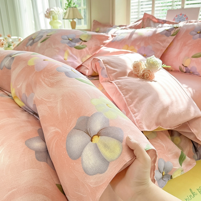 91家纺网 家纺一手货源 找家纺 优逸家纺 2025新款植物羊绒小清新斜纹磨毛四件套