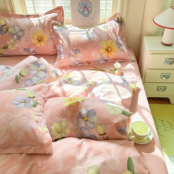 91家纺网 家纺一手货源 找家纺 优逸家纺 2025新款植物羊绒小清新斜纹磨毛四件套