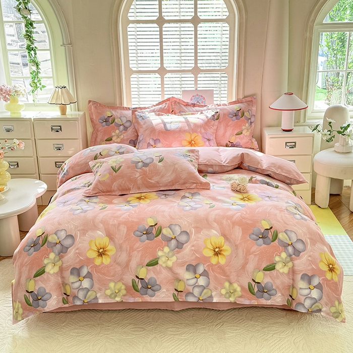 91家纺网 家纺一手货源 找家纺 优逸家纺 2025新款植物羊绒小清新斜纹磨毛四件套