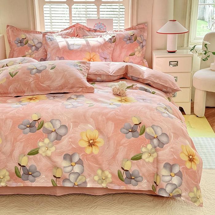 91家纺网 家纺一手货源 找家纺 优逸家纺 2025新款植物羊绒小清新斜纹磨毛四件套