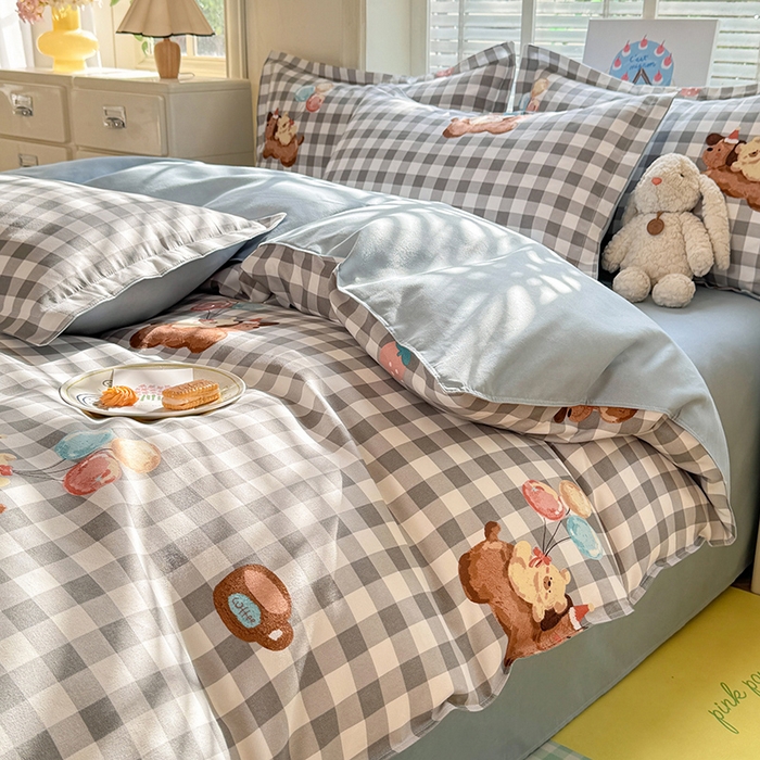 91家纺网 家纺一手货源 找家纺 优逸家纺 2025新款植物羊绒小清新斜纹磨毛四件套