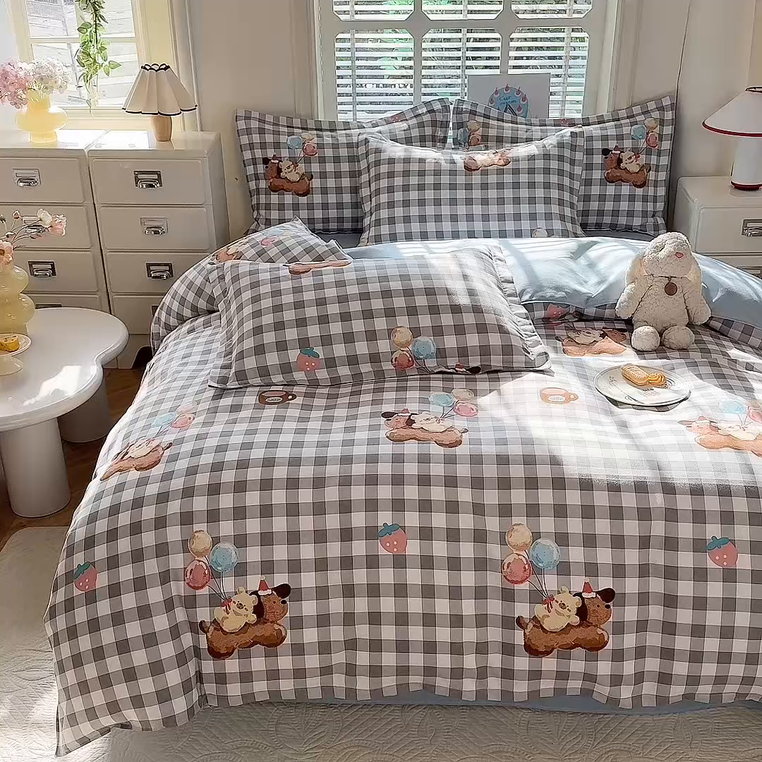 91家纺网 家纺一手货源 找家纺 优逸家纺 2025新款植物羊绒小清新斜纹磨毛四件套