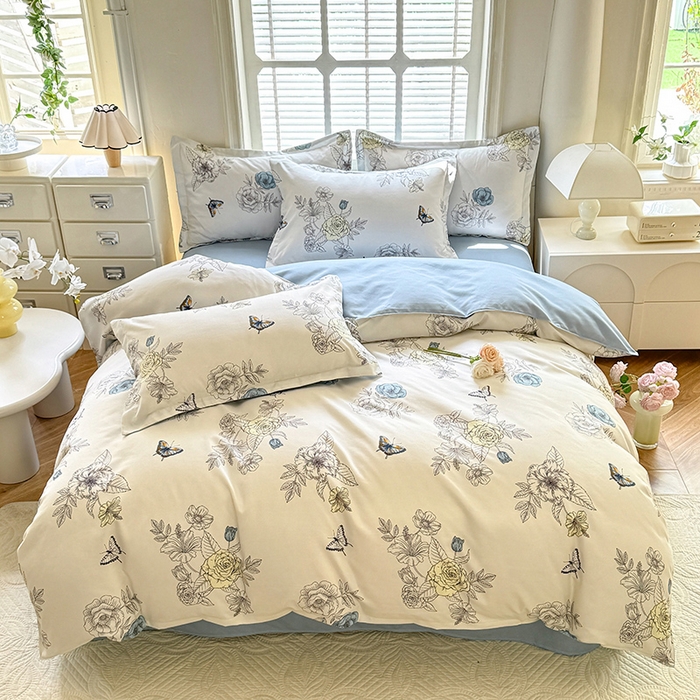 91家纺网 家纺一手货源 找家纺 优逸家纺 2025新款植物羊绒小清新斜纹磨毛四件套