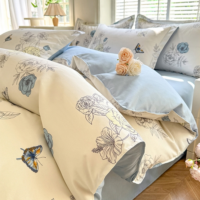 91家纺网 家纺一手货源 找家纺 优逸家纺 2025新款植物羊绒小清新斜纹磨毛四件套