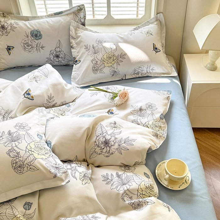 91家纺网 家纺一手货源 找家纺 优逸家纺 2025新款植物羊绒小清新斜纹磨毛四件套