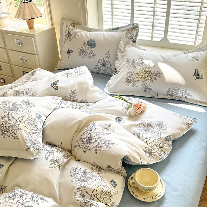 91家纺网 家纺一手货源 找家纺 优逸家纺 2025新款植物羊绒小清新斜纹磨毛四件套