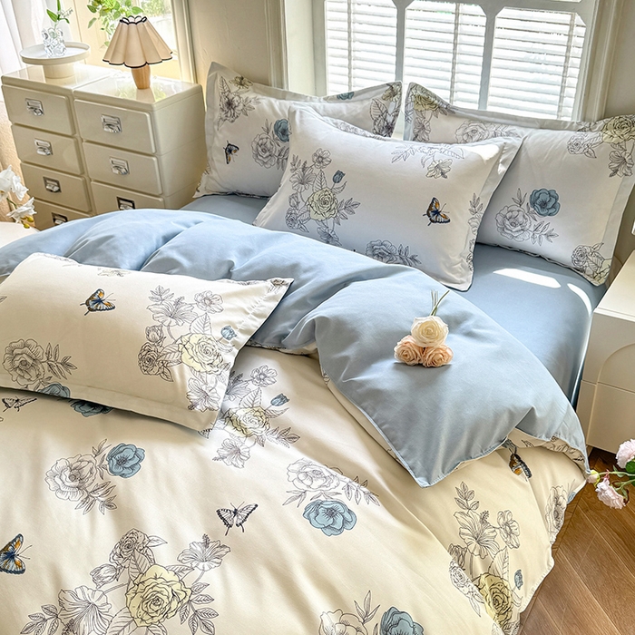 91家纺网 家纺一手货源 找家纺 优逸家纺 2025新款植物羊绒小清新斜纹磨毛四件套