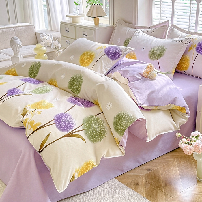 91家纺网 家纺一手货源 找家纺 优逸家纺 2025新款植物羊绒小清新斜纹磨毛四件套