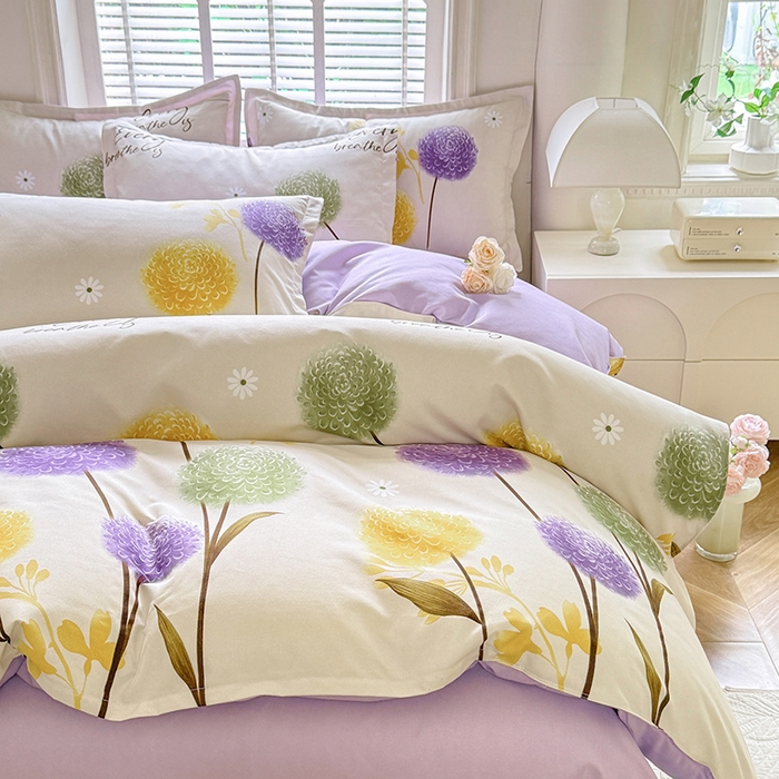 91家纺网 家纺一手货源 找家纺 优逸家纺 2025新款植物羊绒小清新斜纹磨毛四件套