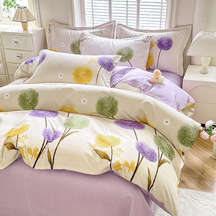 91家纺网 家纺一手货源 找家纺 优逸家纺 2025新款植物羊绒小清新斜纹磨毛四件套