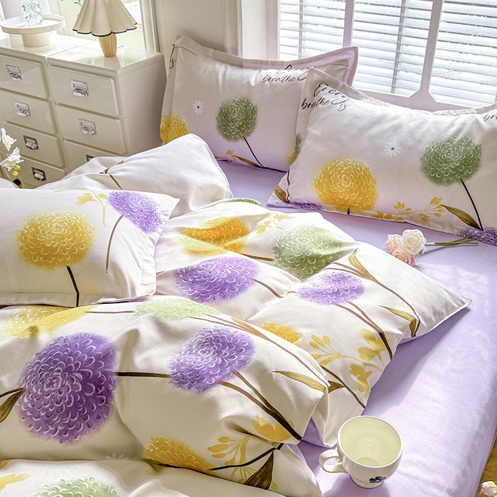 91家纺网 家纺一手货源 找家纺 优逸家纺 2025新款植物羊绒小清新斜纹磨毛四件套