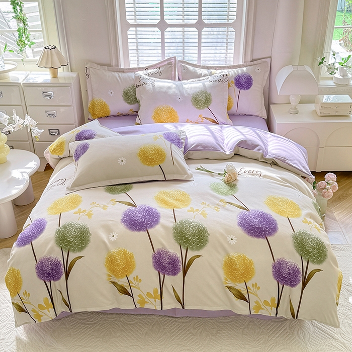 91家纺网 家纺一手货源 找家纺 优逸家纺 2025新款植物羊绒小清新斜纹磨毛四件套