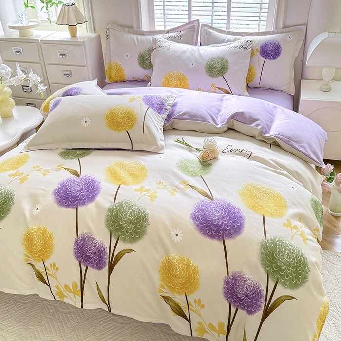 91家纺网 家纺一手货源 找家纺 优逸家纺 2025新款植物羊绒小清新斜纹磨毛四件套