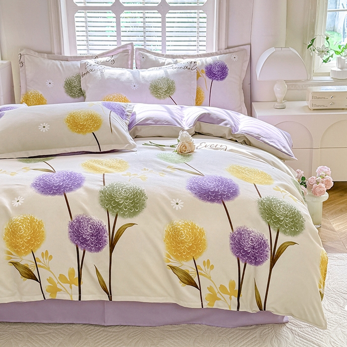 91家纺网 家纺一手货源 找家纺 优逸家纺 2025新款植物羊绒小清新斜纹磨毛四件套