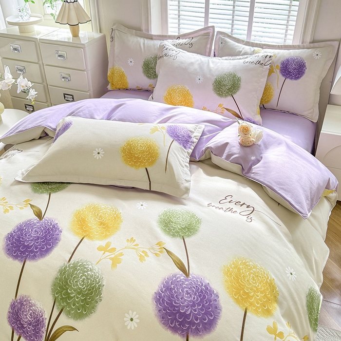 91家纺网 家纺一手货源 找家纺 优逸家纺 2025新款植物羊绒小清新斜纹磨毛四件套