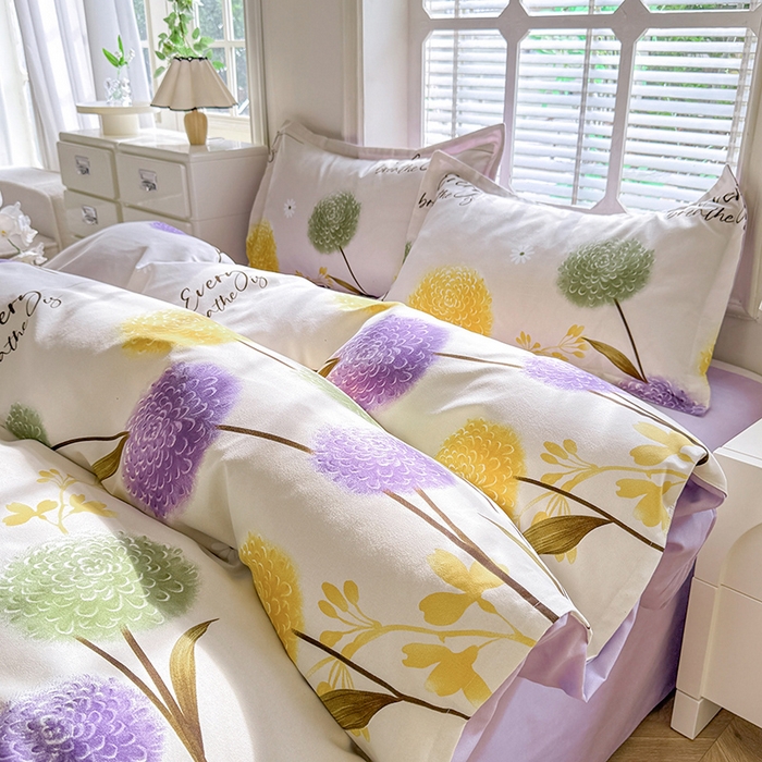 91家纺网 家纺一手货源 找家纺 优逸家纺 2025新款植物羊绒小清新斜纹磨毛四件套