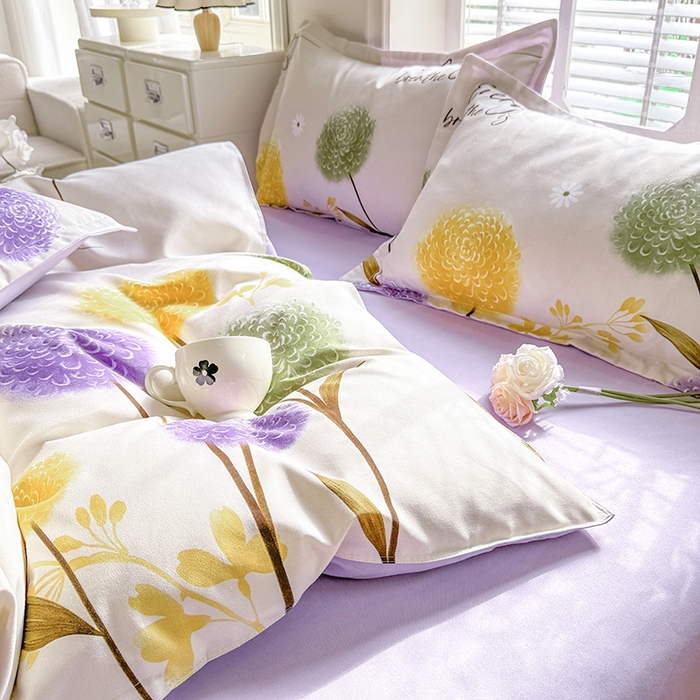 91家纺网 家纺一手货源 找家纺 优逸家纺 2025新款植物羊绒小清新斜纹磨毛四件套