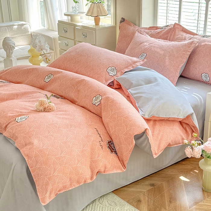 91家纺网 家纺一手货源 找家纺 优逸家纺 2025新款植物羊绒小清新斜纹磨毛四件套