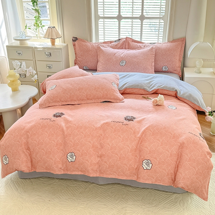 91家纺网 家纺一手货源 找家纺 优逸家纺 2025新款植物羊绒小清新斜纹磨毛四件套