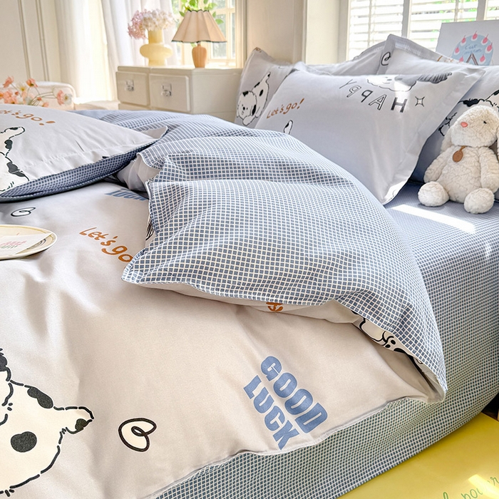 91家纺网 家纺一手货源 找家纺 优逸家纺 2025新款植物羊绒小清新斜纹磨毛四件套