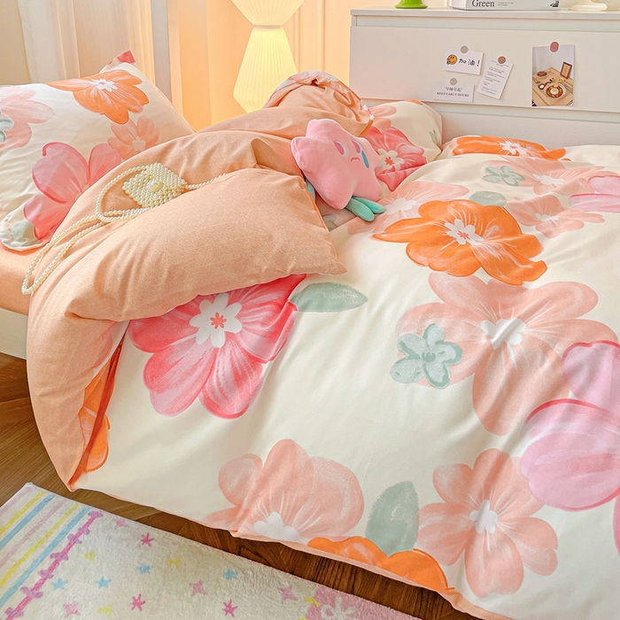 91家纺网 家纺一手货源 找家纺 朵朵2025新款芦荟棉学生床单被套 花夕