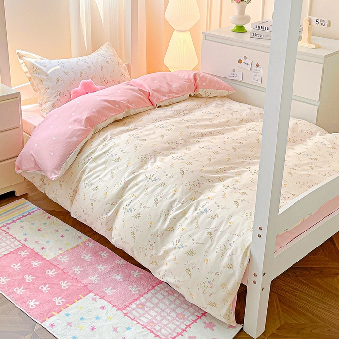 朵朵2025新款芦荟棉学生床四件套 水墨花