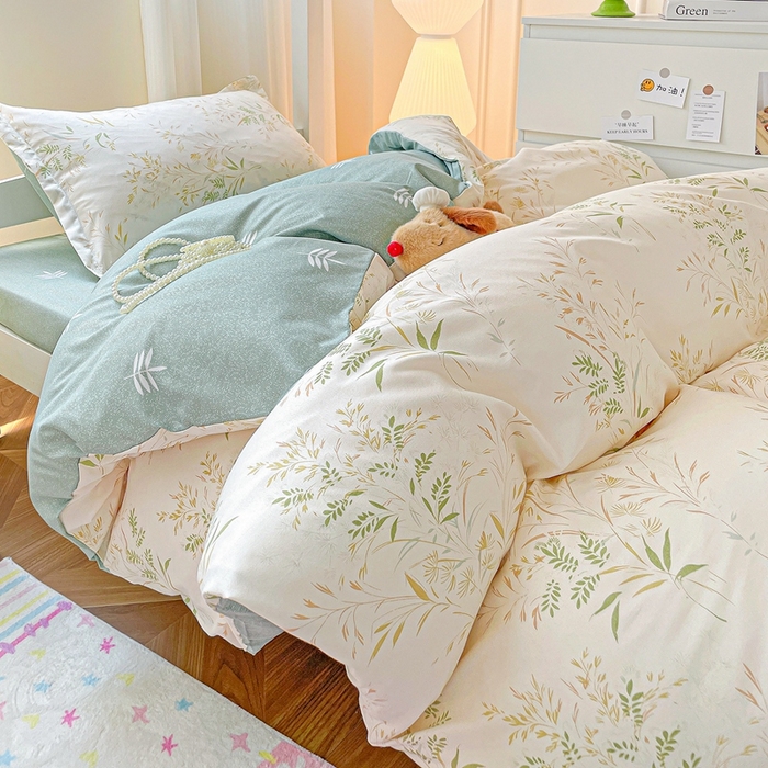 91家纺网 家纺一手货源 找家纺 朵朵2025新款芦荟棉学生床单被套仙草