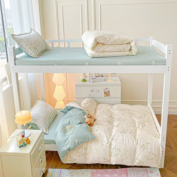 91家纺网 家纺一手货源 找家纺 朵朵2025新款芦荟棉学生床单被套仙草