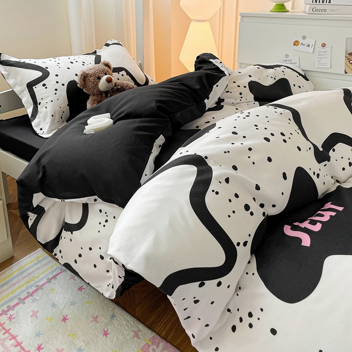 91家纺网 家纺一手货源 找家纺 朵朵2025新款芦荟棉学生床单被套 幸运星