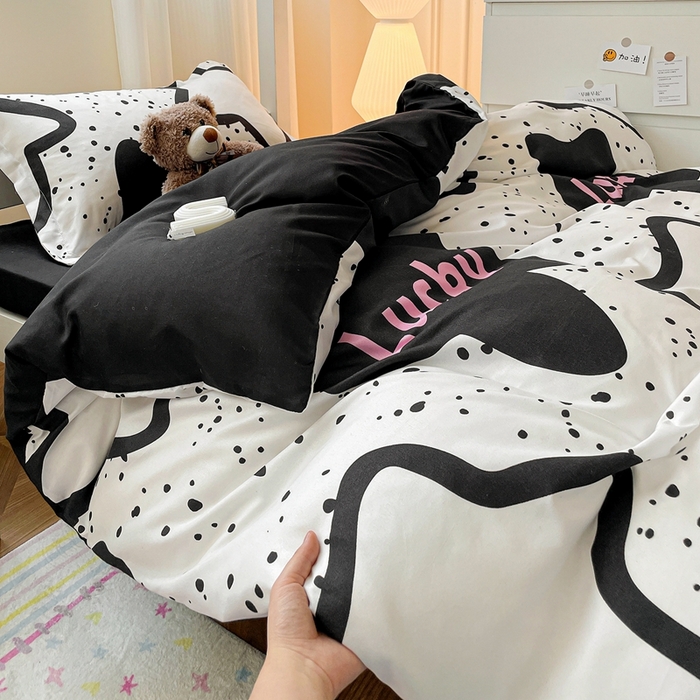 91家纺网 家纺一手货源 找家纺 朵朵2025新款芦荟棉学生床单被套 幸运星