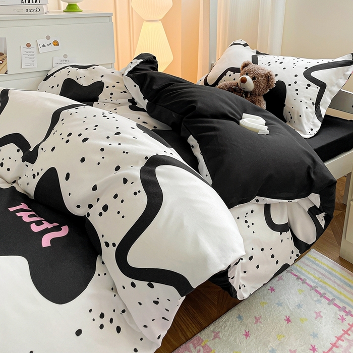 91家纺网 家纺一手货源 找家纺 朵朵2025新款芦荟棉学生床单被套 幸运星