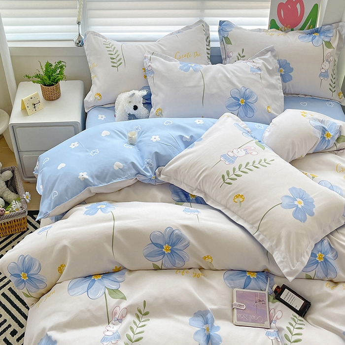 91家纺网 家纺一手货源 找家纺 （总）优逸家纺 2025新款植物羊绒小清新斜纹磨毛四件套