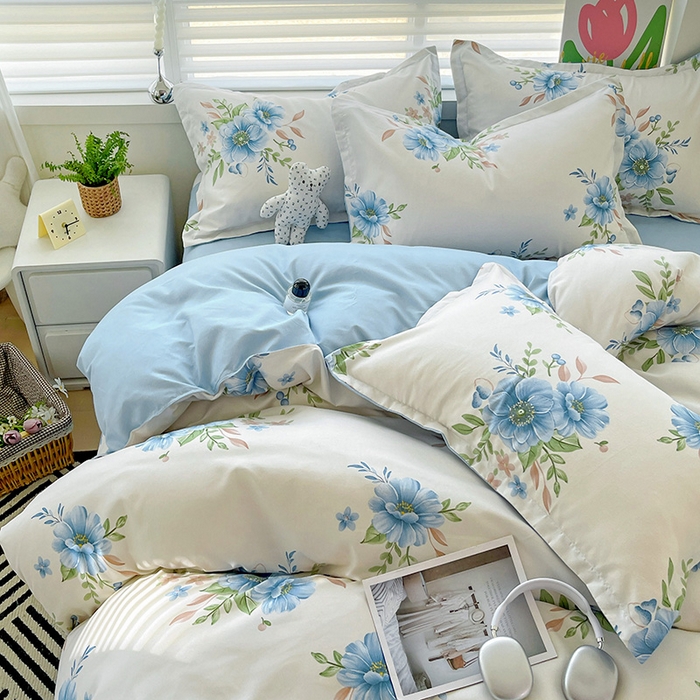 91家纺网 家纺一手货源 找家纺 （总）优逸家纺 2025新款植物羊绒小清新斜纹磨毛四件套