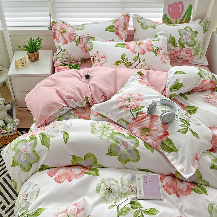 91家纺网 家纺一手货源 找家纺 （总）优逸家纺 2025新款植物羊绒小清新斜纹磨毛四件套