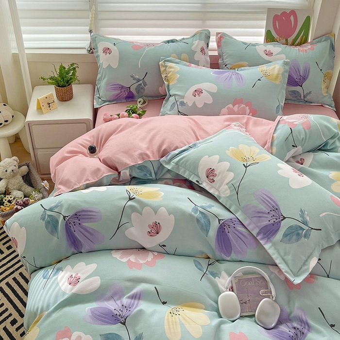 91家纺网 家纺一手货源 找家纺 （总）优逸家纺 2025新款植物羊绒小清新斜纹磨毛四件套