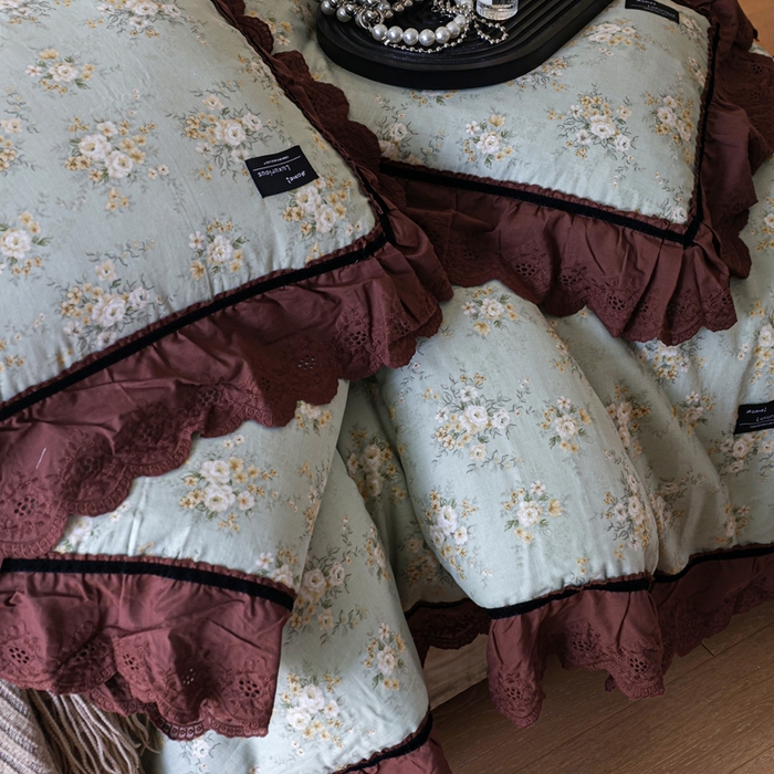 91家纺网 家纺一手货源 找家纺 （总）紫碧螺家纺 2025新款A类全棉纯棉仙女双层纱大韩边四件套