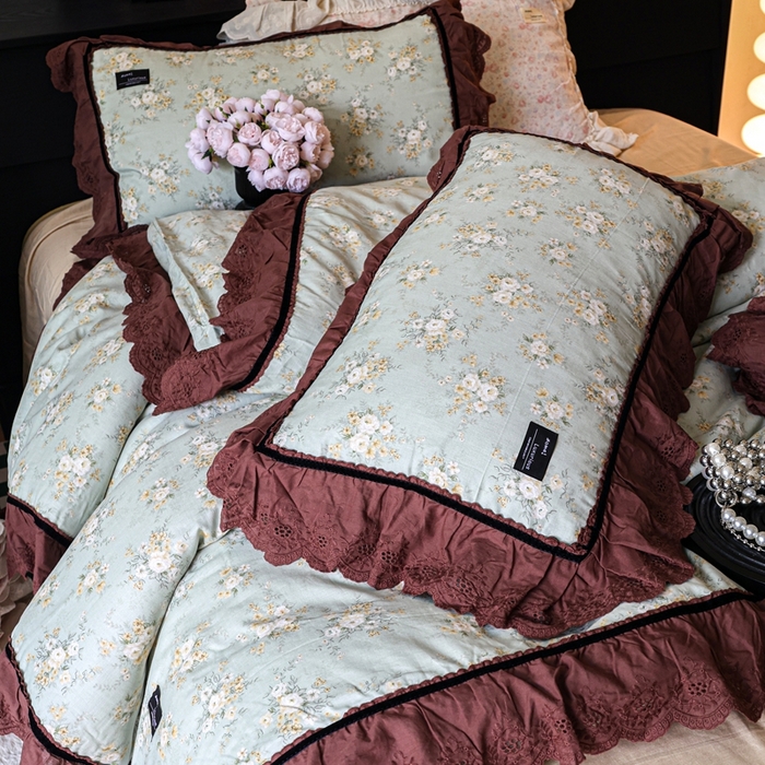 91家纺网 家纺一手货源 找家纺 （总）紫碧螺家纺 2025新款A类全棉纯棉仙女双层纱大韩边四件套