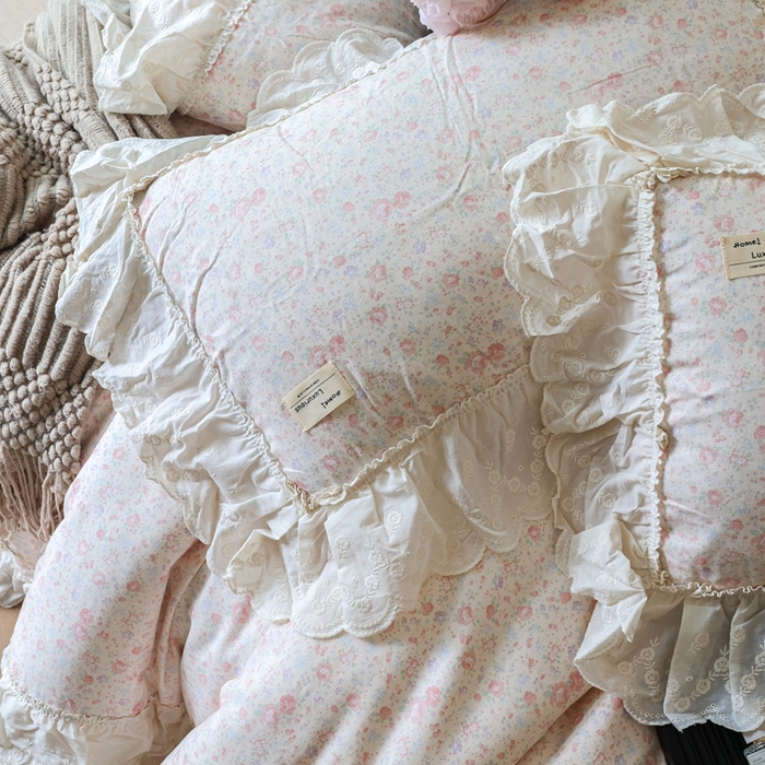 91家纺网 家纺一手货源 找家纺 紫碧螺家纺 2025新款A类全棉纯棉仙女双层纱大韩边四件套 秘密花园