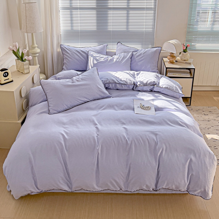 91家纺网 家纺一手货源 找家纺 卡普家居 2025新款A类轻奢贝壳绣丝柔缎提花枕套 丝柔缎-浅紫