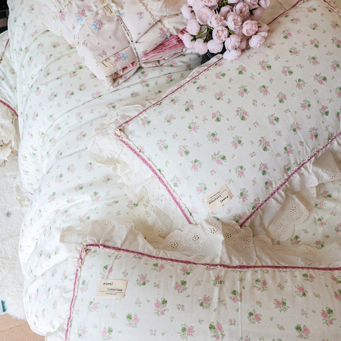 91家纺网 家纺一手货源 找家纺 紫碧螺家纺 2025新款A类全棉纯棉仙女双层纱大韩边四件套 夏日限定