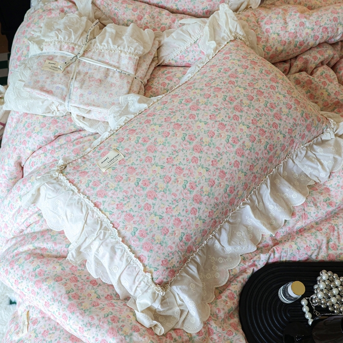 91家纺网 家纺一手货源 找家纺 紫碧螺家纺 2025新款A类全棉纯棉仙女双层纱大韩边四件套 油画少女