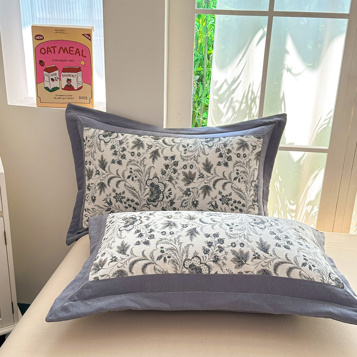 91家纺网 家纺一手货源 找家纺 紫碧螺家纺 2025新款雪尼尔欧式拼色床盖三件套 春漾拼奶灰