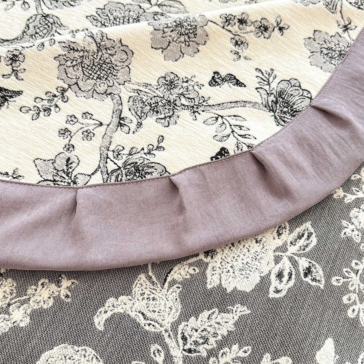 91家纺网 家纺一手货源 找家纺 紫碧螺家纺 2025新款雪尼尔欧式拼色床盖三件套 花苑拼咖色