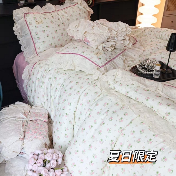 91家纺网 家纺一手货源 找家纺 （总）紫碧螺家纺 2025新款A类全棉纯棉仙女双层纱大韩边四件套