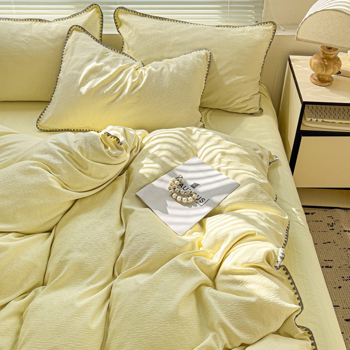 91家纺网 家纺一手货源 找家纺 （总）卡普家居 2025新款A类轻奢贝壳绣丝柔缎提花四件套