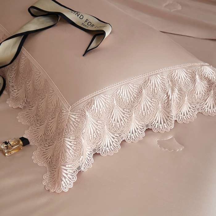 91家纺网 家纺一手货源 找家纺 淼铭家纺 2025新款法式天丝棉夏被夏凉被空调被床盖四件套-伊莲娜系列 粉色