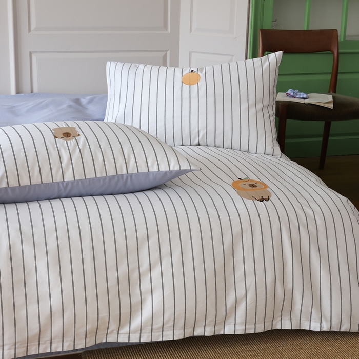 91家纺网 家纺一手货源 找家纺 棉眠 2025新款60支全棉卡比巴拉刺绣款床单四件套 你的橘子掉了-白